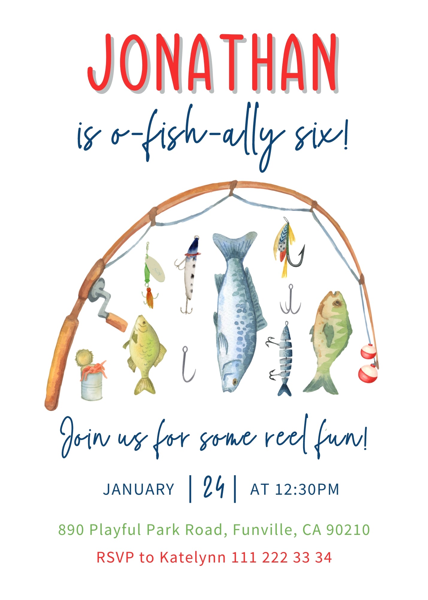 Fishing O-Fish-Ally customizable invitation template | Share or Print |  | IT983