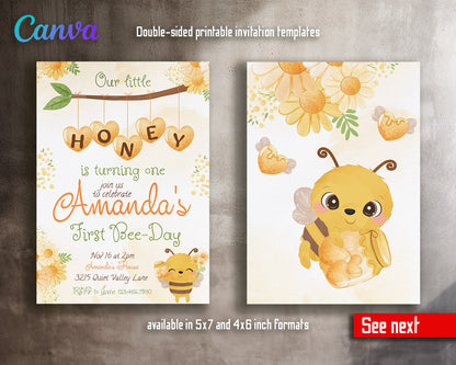 1st Bee Day Party customizable invitation template | Share or Print |  | RB134