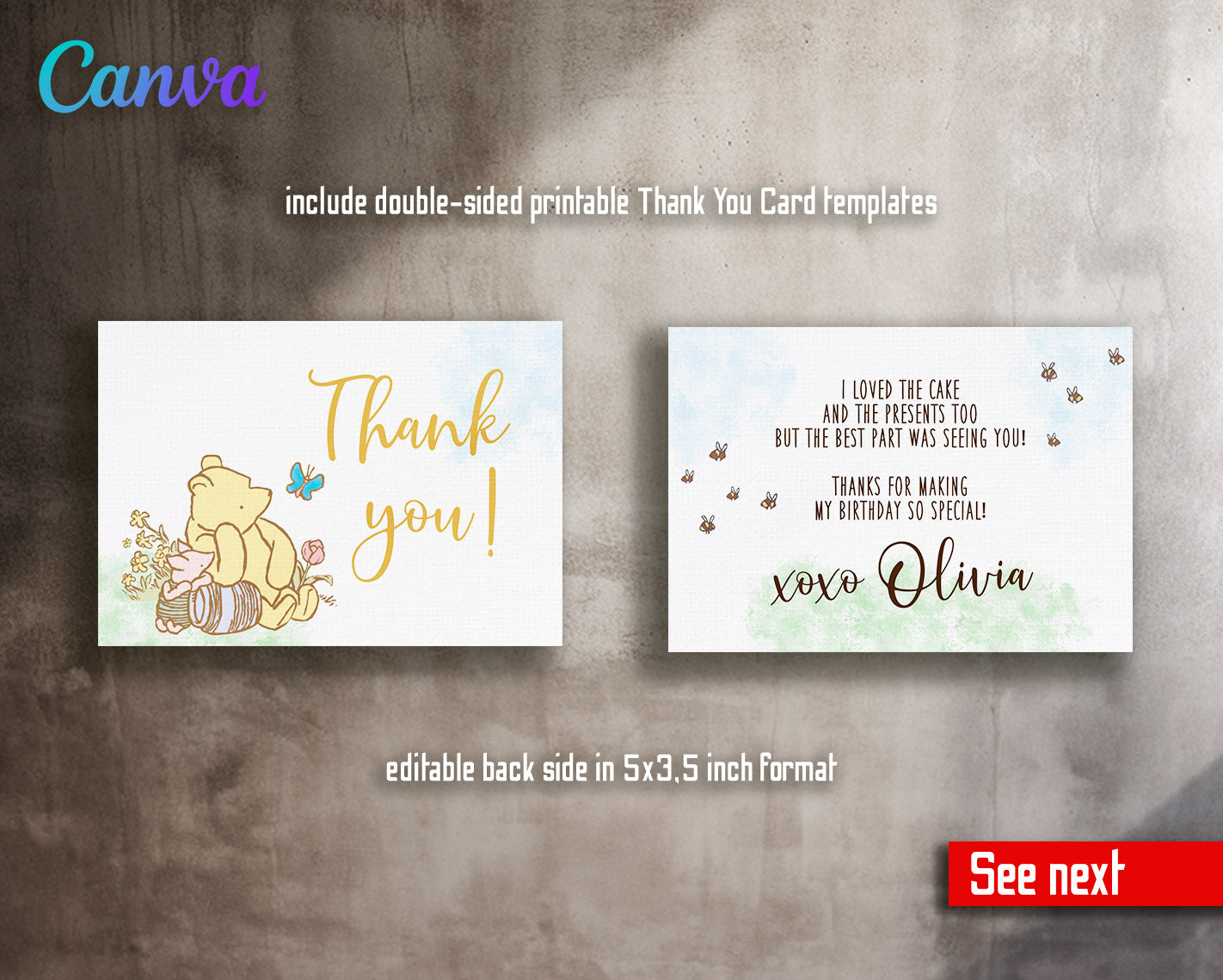 Winnie the Pooh  customizable invitation template | Share or Print |  | IA620