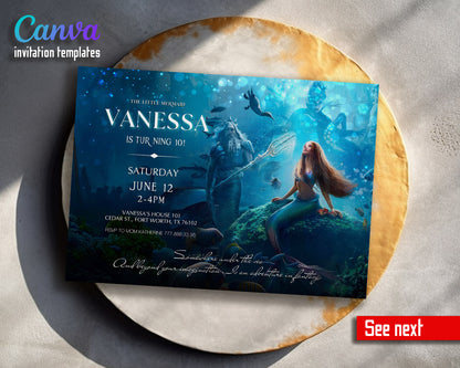 The Little Mermaid Ariel customizable invitation template | Share or Print | girl | AD357