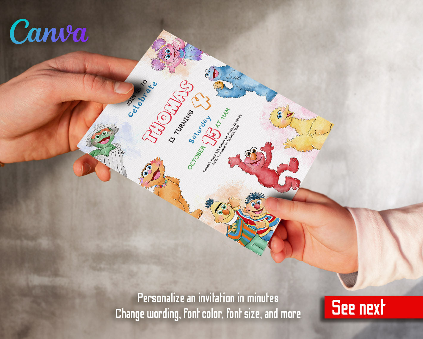 Sesame Street customizable invitation template | Share or Print |  | PP427