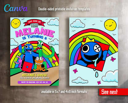 Rainbow Friends  customizable invitation template | Share or Print |  | AF200