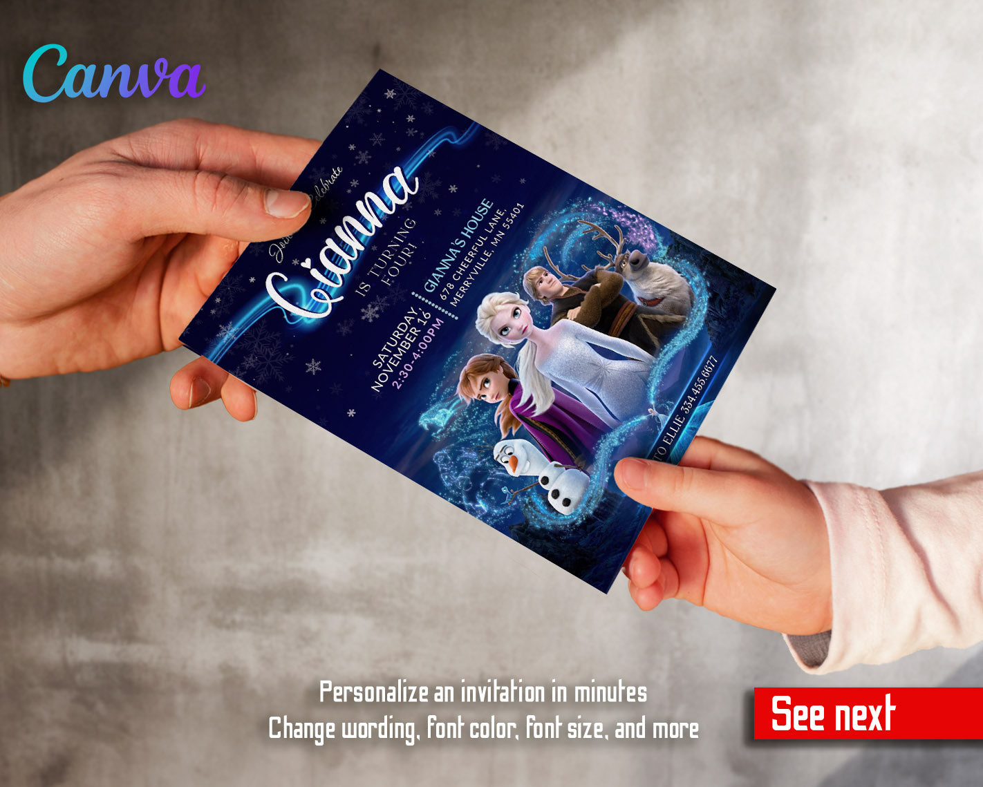 Frozen Elsa  customizable invitation template | Share or Print | girl | RL826