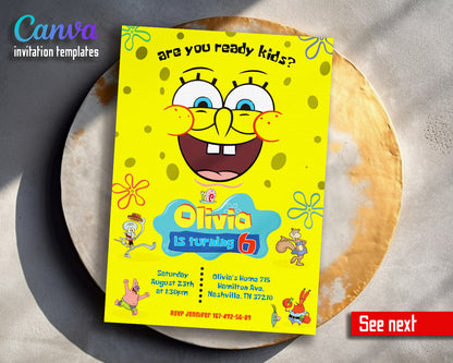 SpongeBob SquarePant customizable invitation template | Share or Print |  | FP128