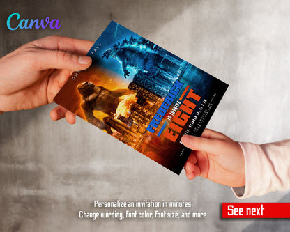 Godzilla X King Kong  customizable invitation template | Share or Print |  | KM477