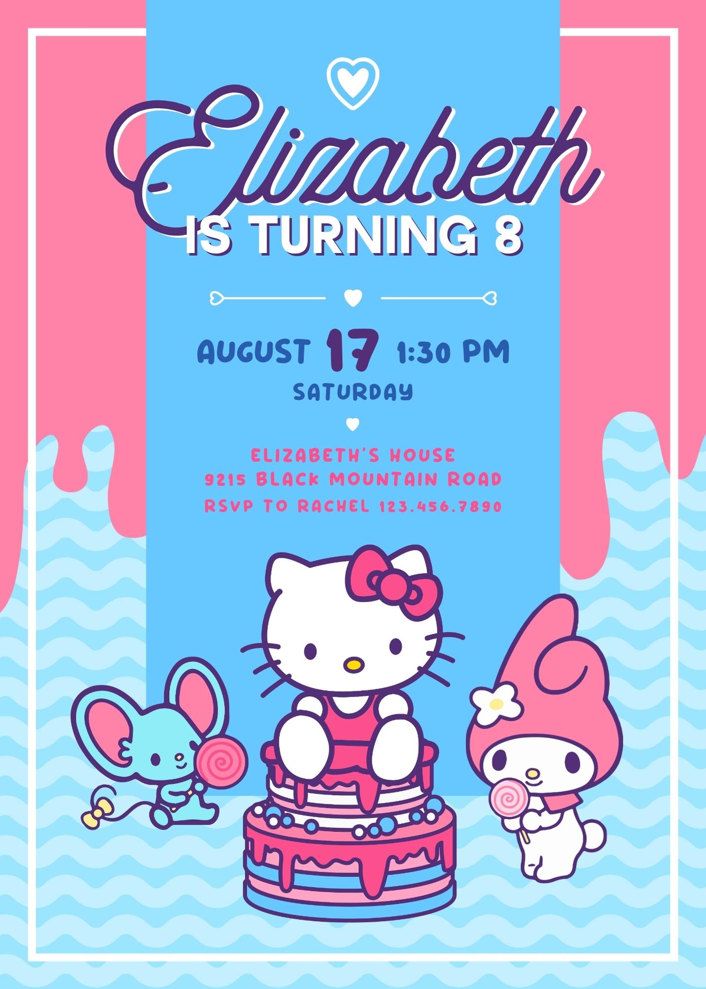 Hello Kitty Sanrio customizable invitation template | Share or Print | | JT730