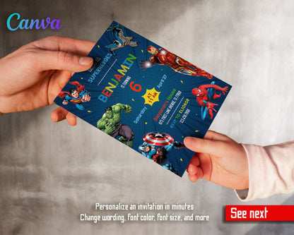 Avengers Marvel Superhero  customizable invitation template | Share or Print | boy | MY855