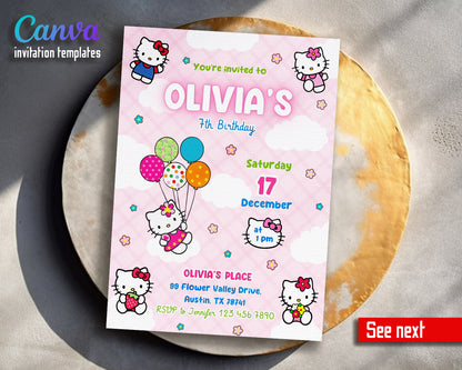 Hello Kitty Sanrio customizable invitation template | Share or Print | | BA877