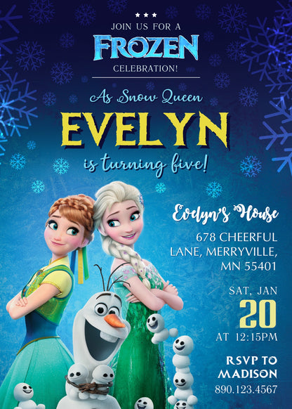 Frozen Elsa  customizable invitation template | Share or Print | girl | MH540