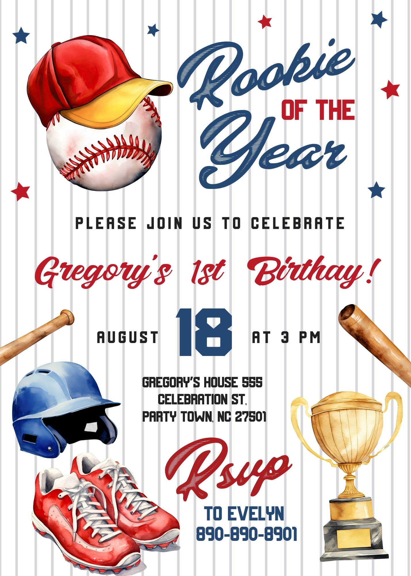 Baseball MLB Sport customizable invitation template | Share or Print | boy | CX705