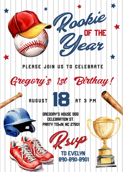 Baseball MLB Sport customizable invitation template | Share or Print | boy | CX705