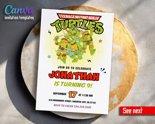 Teenage Mutant Ninja Turtles  customizable invitation template | Share or Print | boy | DH359