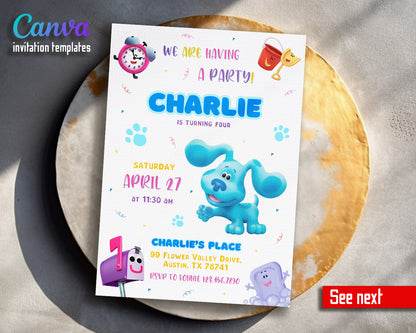 Blue's Clues Puppy customizable invitation template | Share or Print |  | BW531