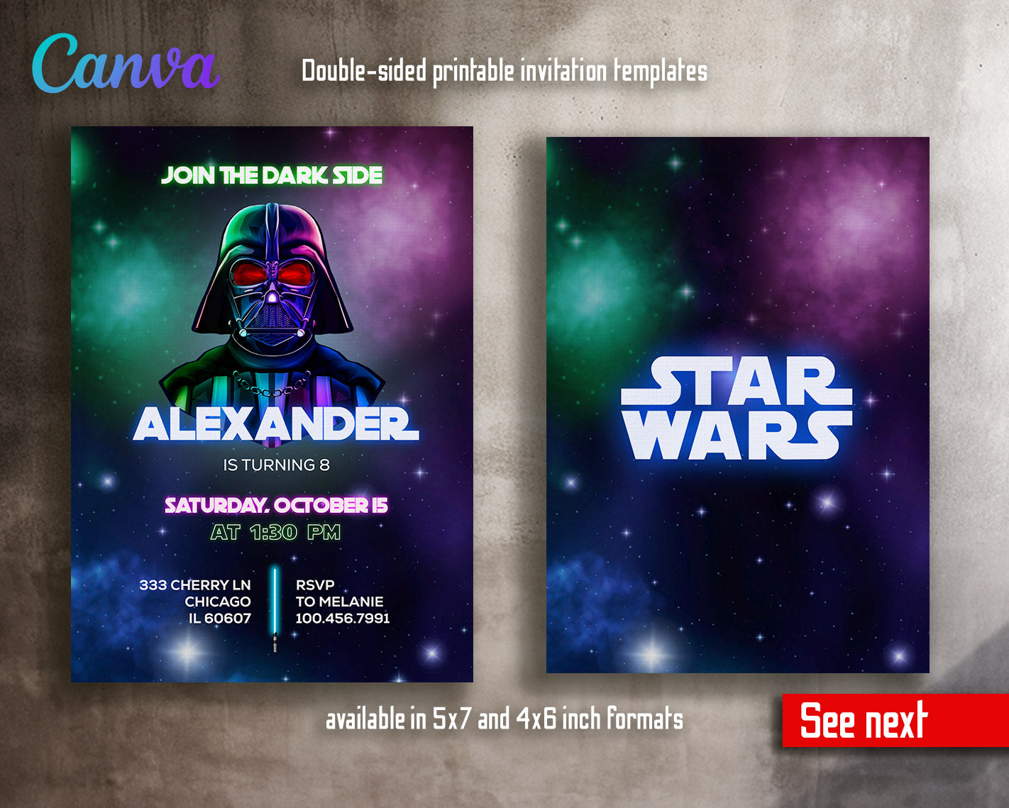 Star Wars Darth Vader  customizable invitation template | Share or Print | boy | SZ212