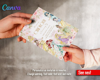 Disney Princess  customizable invitation template | Share or Print | girl | PH073