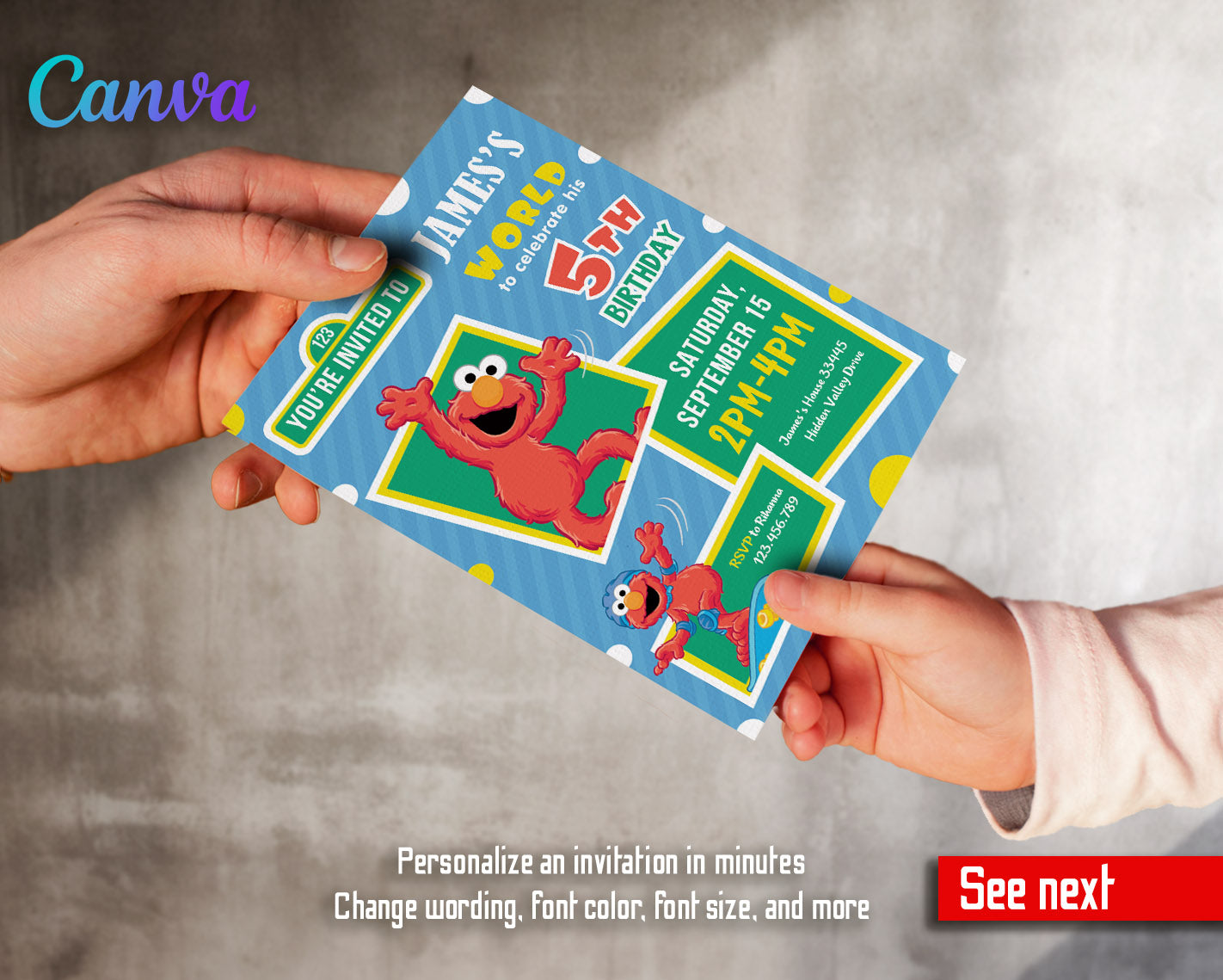 Sesame Street Elmo customizable invitation template | Share or Print |  | WM193