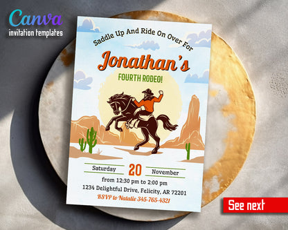 Cowboy Rodeo customizable invitation template | Share or Print | boy | AK959