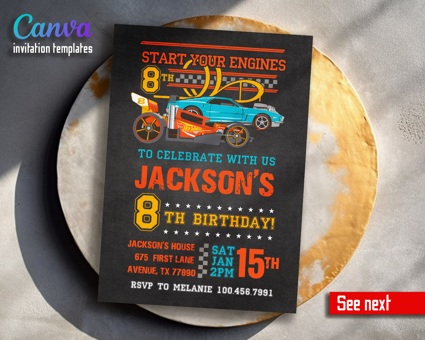 Hot Wheels Racing  customizable invitation template | Share or Print | boy | NY303