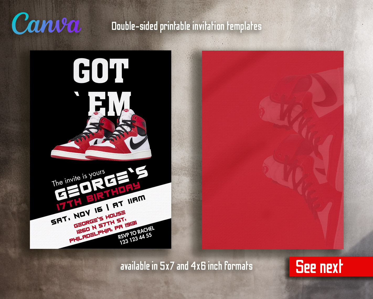 Sneaker Ball Air Jordan Nike customizable invitation template | Share or Print |  | JN884