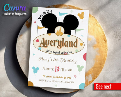 Disneyland  customizable invitation template | Share or Print | girl | VM125