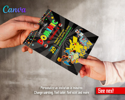 Pokemon Pikachu  customizable invitation template | Share or Print |  | WA232