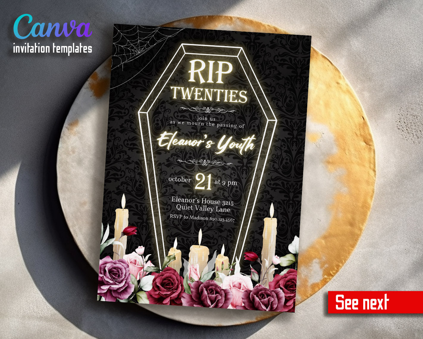 Rip Twenties Birthday customizable invitation template | Share or Print |  | MC151