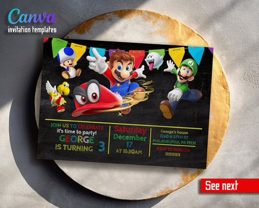 Super Mario Bros  customizable invitation template | Share or Print |  | HM318