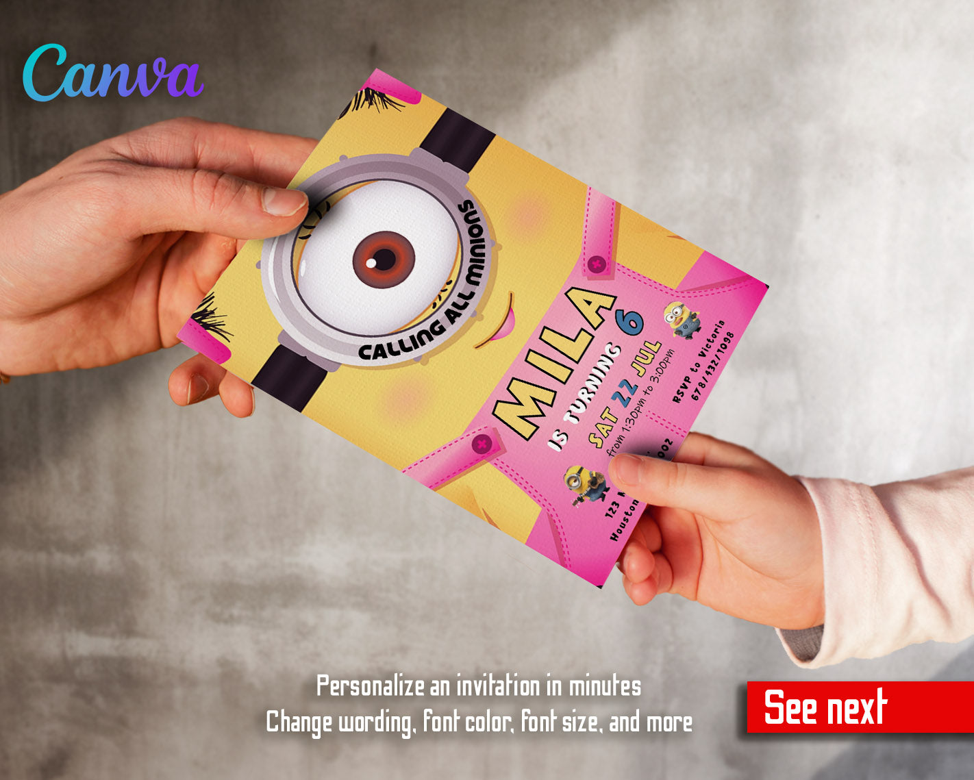 Minions Despicable Me customizable invitation template | Share or Print | | AT693