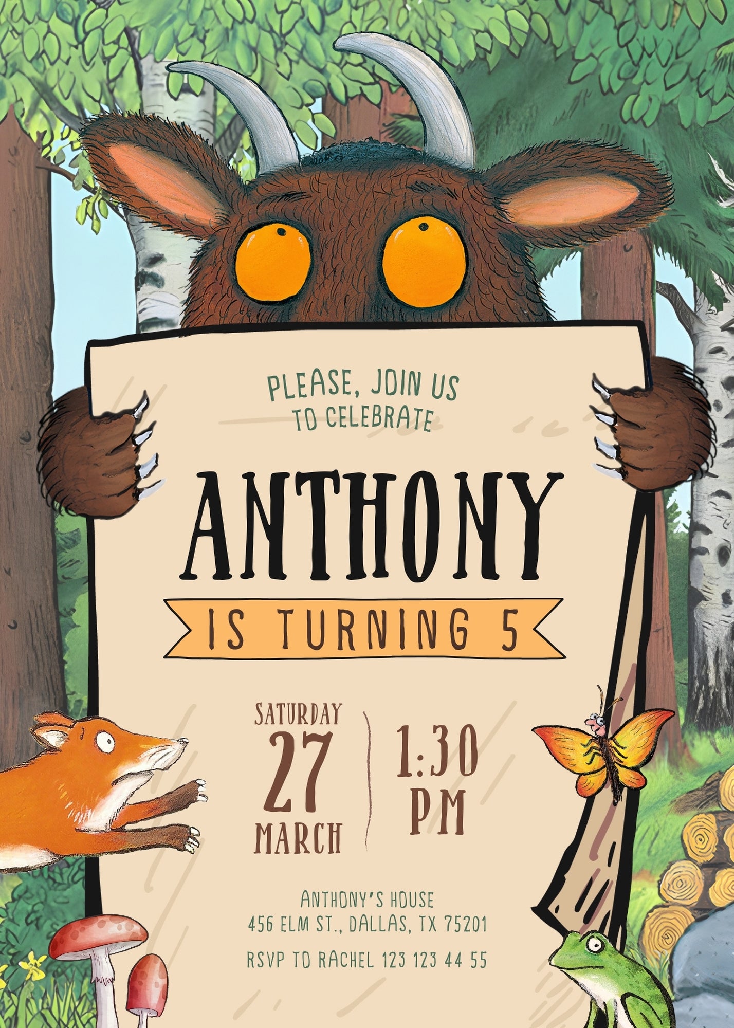 Gruffalo customizable invitation template | Share or Print | | EC235