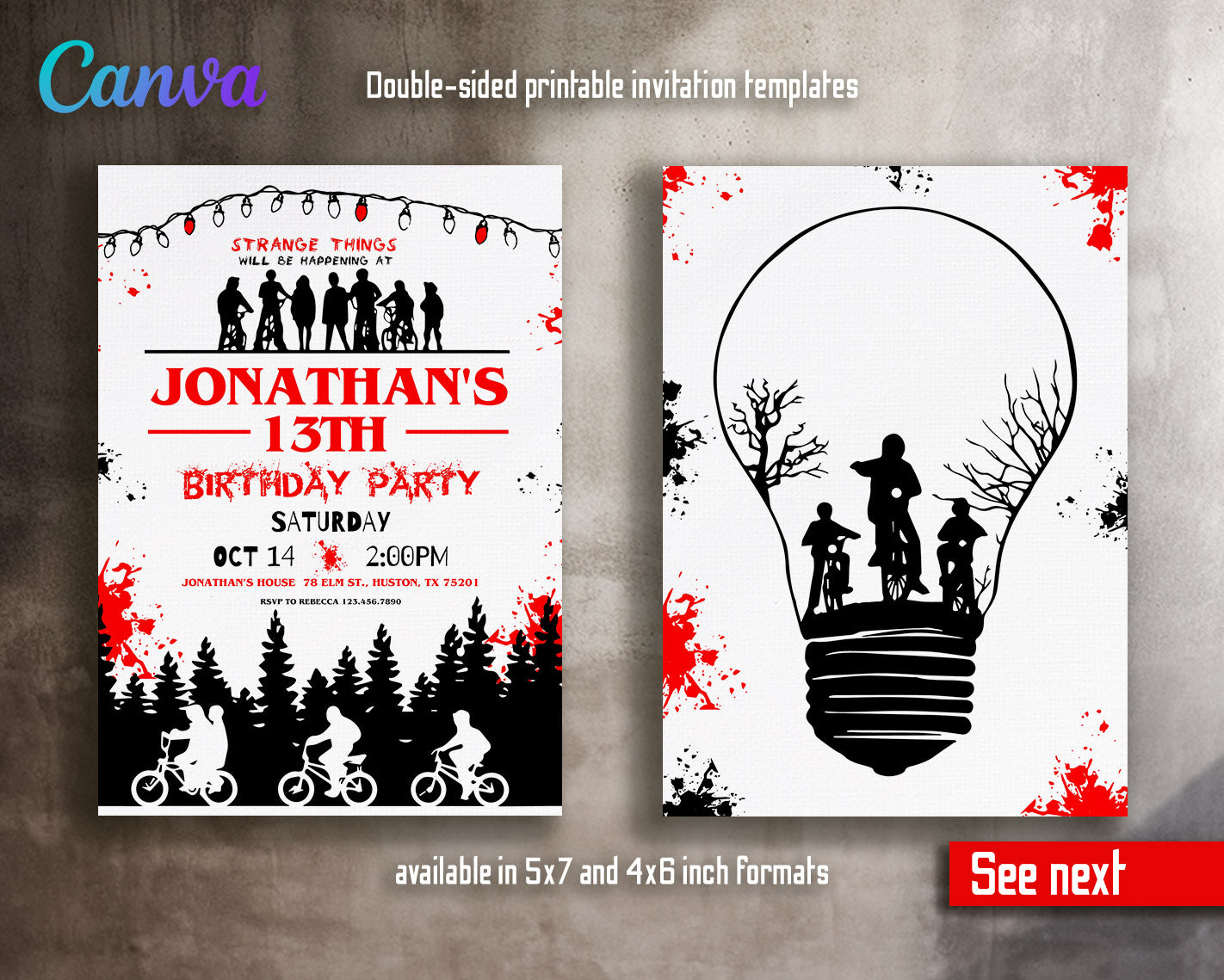 Stranger Things customizable invitation template | Share or Print |  | VB958