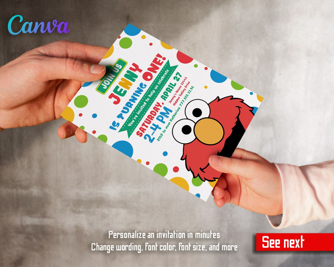 Sesame Street Elmo customizable invitation template | Share or Print |  | TH968