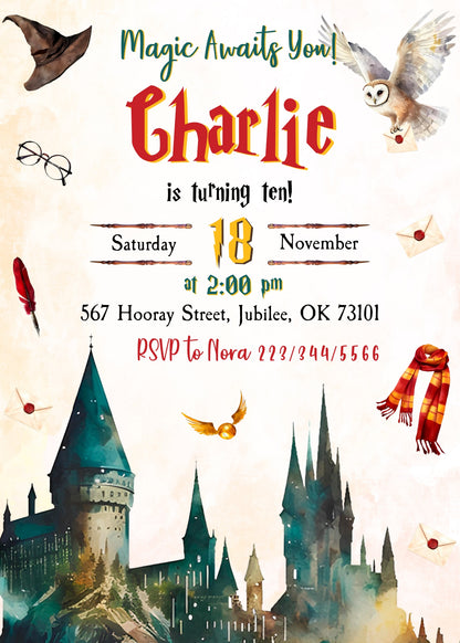 Harry Potter  customizable invitation template | Share or Print |  | HL751