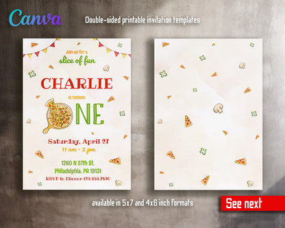 Pizza 1st Party customizable invitation template | Share or Print |  | DS238