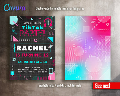 Tik Tok Party customizable invitation template | Share or Print |  | XY226