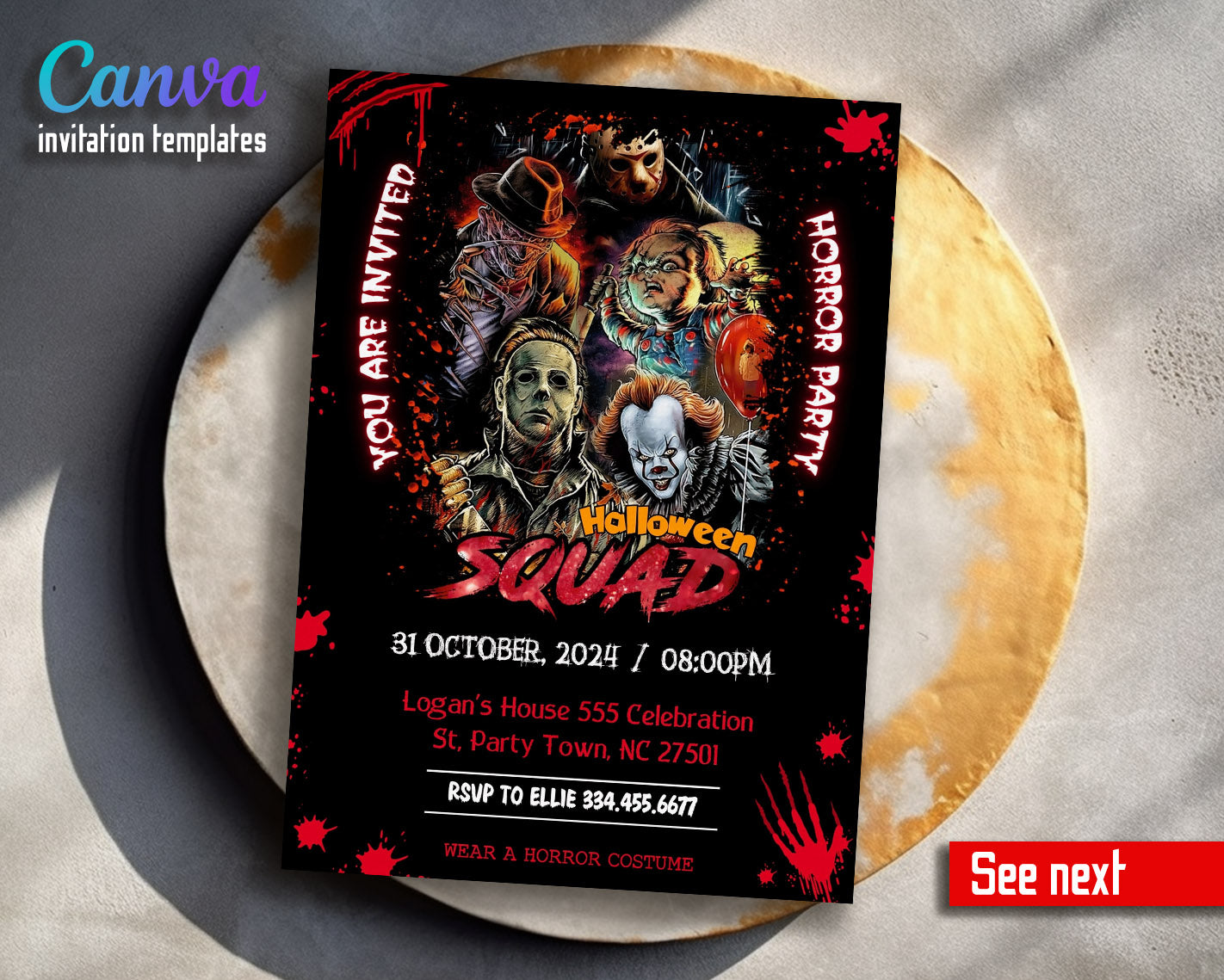 Horror Killer Movie Party  customizable invitation template | Share or Print |  | NF564