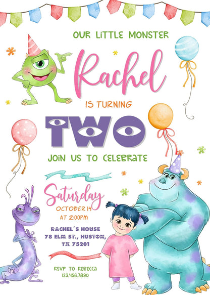 Monsters, Inc. customizable invitation template | Share or Print |  | GB225