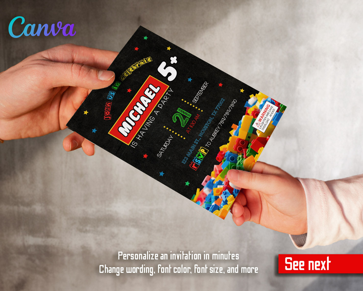 Lego  customizable invitation template | Share or Print |  | MY966