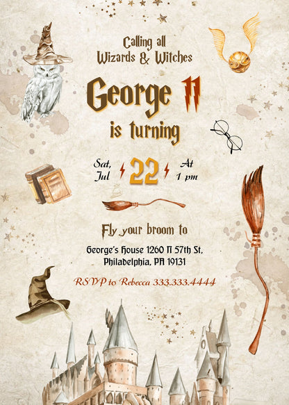 Harry Potter  customizable invitation template | Share or Print |  | XY396