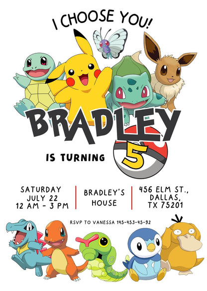 Pokemon customizable invite template | instant download | Share or Print | IZ958