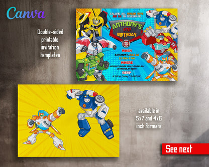 Transformers Rescue Bots  customizable invitation template | Share or Print | boy | DM680