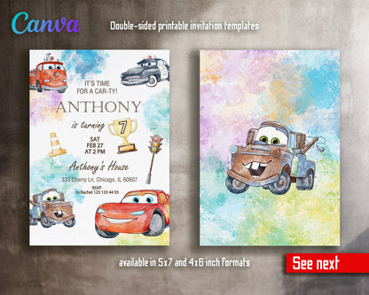 Cars Lightning McQueen customizable invitation template | Share or Print | boy | EQ344