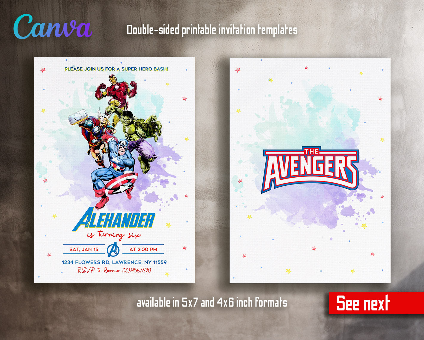 Avengers Marvel Superhero  customizable invitation template | Share or Print | boy | ET361