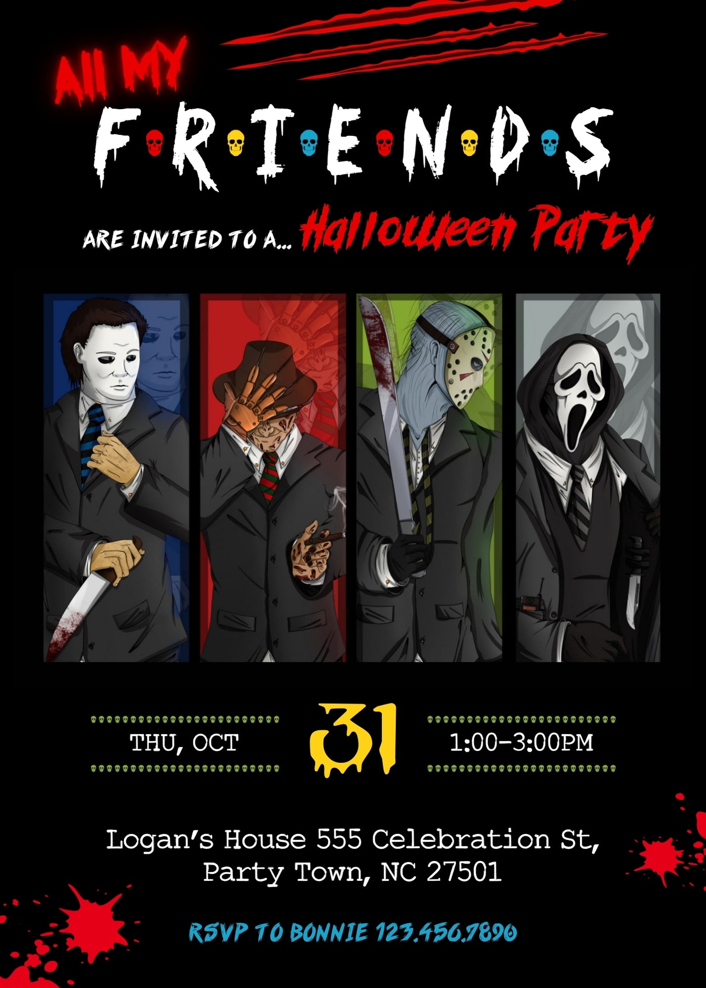 Horror Killer Movie Party  customizable invitation template | Share or Print |  | CS328