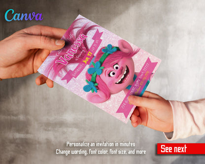 Trolls Poppy  customizable invitation template | Share or Print |  | NP687