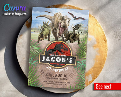 Jurassic Park Dinosaur customizable invitation template | Share or Print |  | CN736