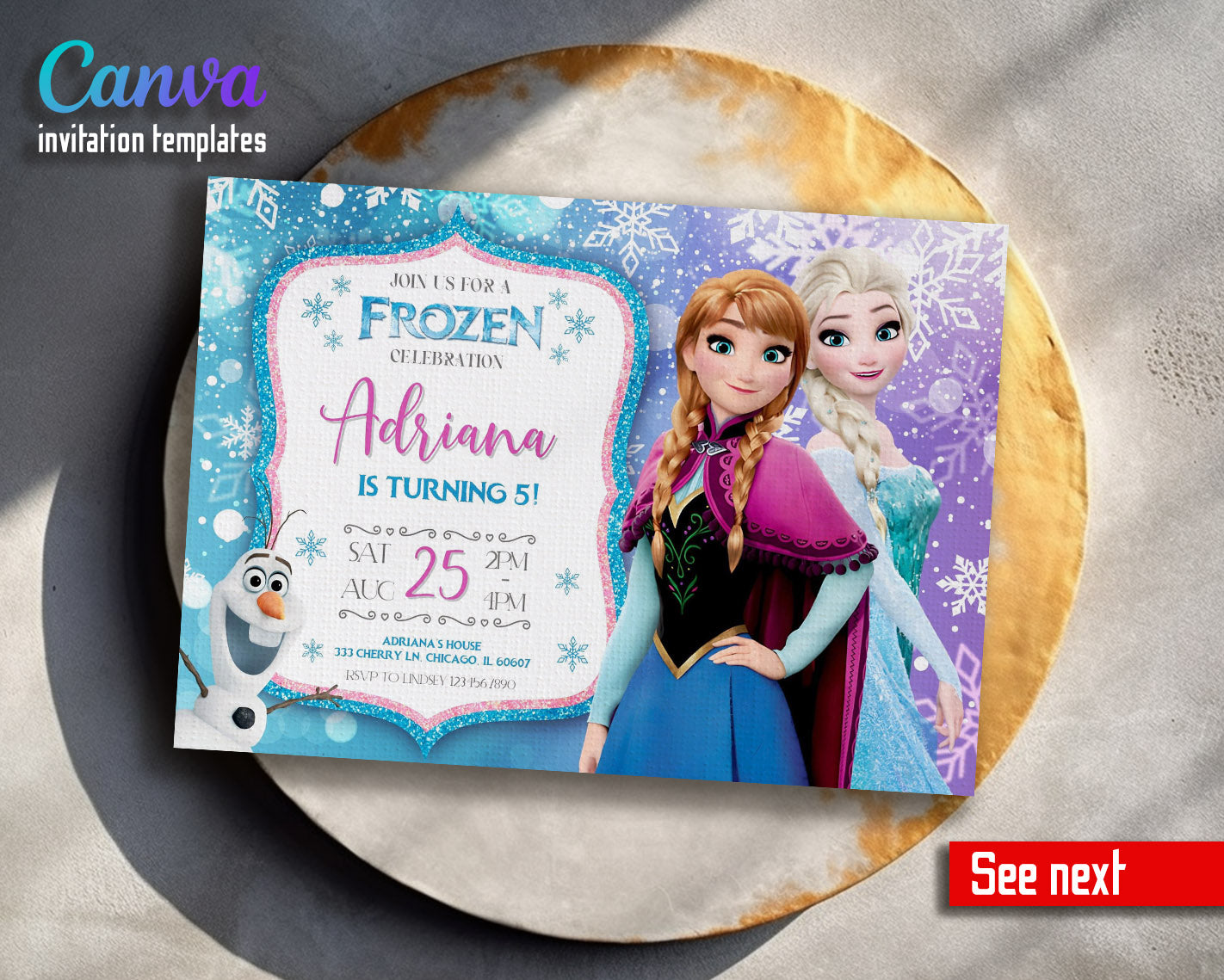 Frozen Elsa customizable invitation template | Share or Print | girl | TA278