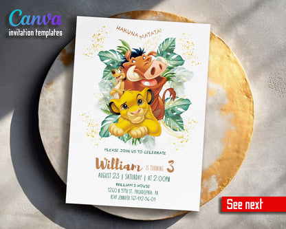 Lion King Simba customizable invitation template | Share or Print |  | BJ731