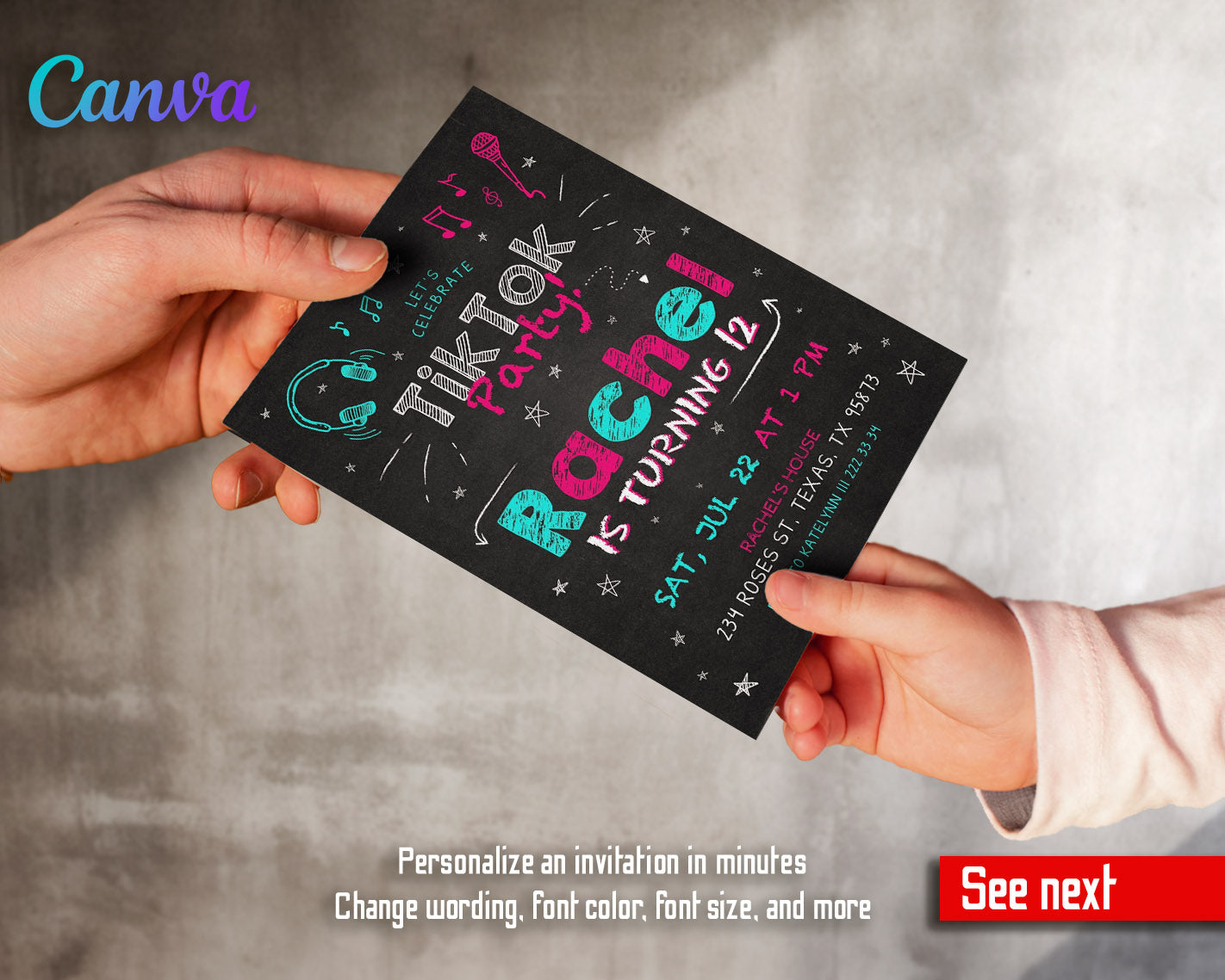 Tik Tok Party customizable invitation template | Share or Print |  | OL660