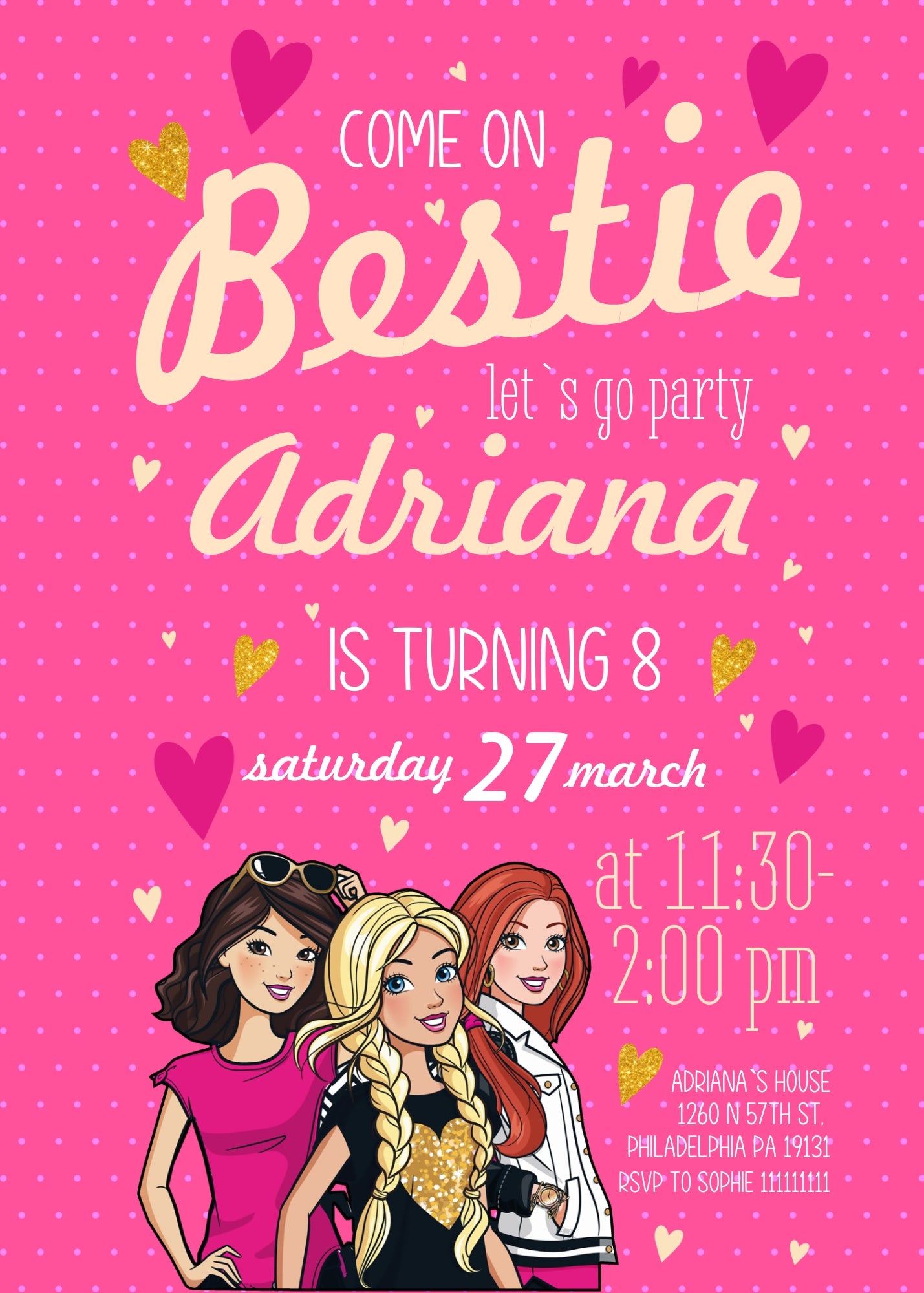 Barbie Pink  customizable invitation template | Share or Print | girl | BF232