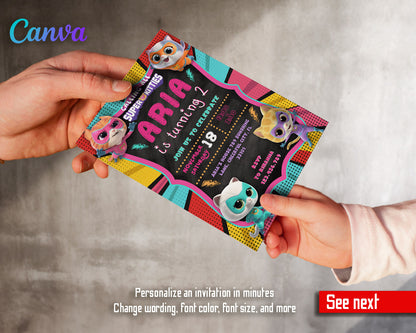 SuperKitties  customizable invitation template | Share or Print |  | KZ949